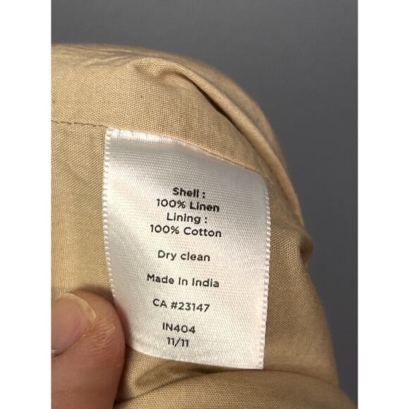 Talbots Sheath Dress Womens 8 Linen Lined V-Neck Sleeveless Wrap Tan Neutral - Picture 6 of 8